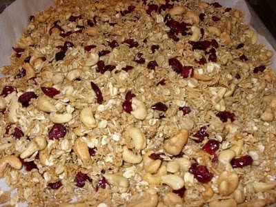 Cranberry, Coconut, Cashew Granola with Persian Lime Extra Virgin Olive Oil and Coconut White Balsamic Condimento Reduction